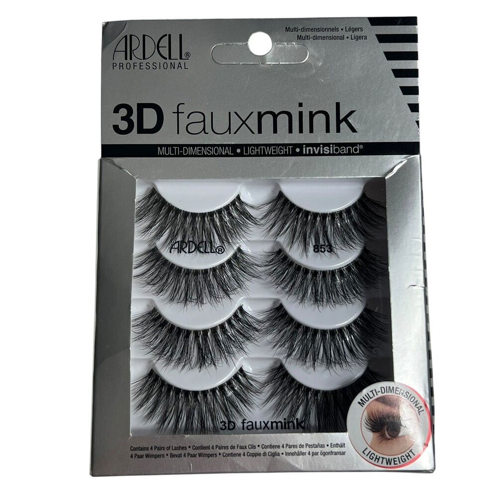 Ardell Professional 3D Faux Mink Lashes 853 Multi-Dimensional 4 Pairs Black